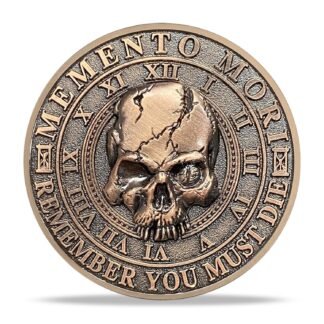 Memento Mori Memento Vivere Coin, Tree of Life Skull Tempus Fugit Stoic Reminder Token, EDC Daily Inspirational Stoicism Gifts for Women Men