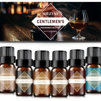 Mens Essential Oils Set - TOP 6 Gentlemen's Fragrance Oil for Diffuser, Candle & Soap Making - Sandalwood, Cologne, Black Cedar, Leather, Sweet Tobacco, Bay Rum Essential Oil...