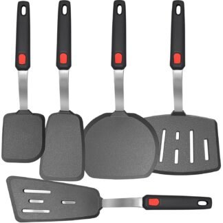 Mixed 5 Piece Silicone Spatula Set, 600F Heat-Resistant No-Melt Rubber Spatula Handle and Blade - Kitchen Cooking Utensils for Nonstick Cookware, Spatula Turner for...
