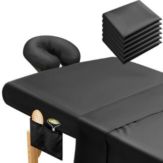 Mixweer 9 Pcs 3 Set Microfiber Massage Table Sheets Set Bulk Includes Flat Sheet, Fitted Sheet with Pocket, Face Rest Cover(Black)