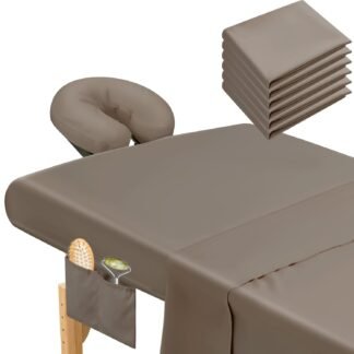 Mixweer 9 Pcs 3 Set Microfiber Massage Table Sheets Set Bulk Includes Flat Sheet, Fitted Sheet with Pocket, Face Rest Cover(Walnut)