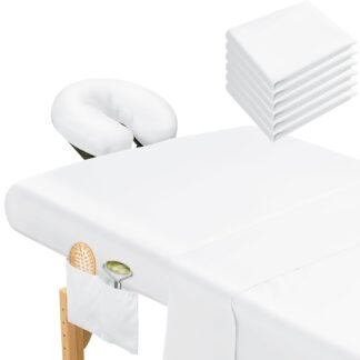 Mixweer 9 Pcs 3 Set Microfiber Massage Table Sheets Set Bulk Includes Flat Sheet, Fitted Sheet with Pocket, Face Rest Cover(White)