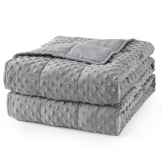 Mr. Sandman Weighted Blanket for Adults Queen Size 15 lbs, Soft Cooling Heavy Minky Blanket for Sleep, Washable Throw Blanket with Glass Beads, 60 x 80 Inches, Grey