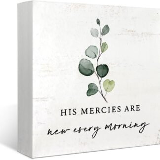 Mtrgdn Bible Verses Wood Box Sign, Inspirational Gift Office Decor For Women, His Mercies are New Every Morning