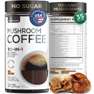 Mushroom Coffee - 10-in-1 Mushroom Superfood Adaptogen Mix - Lion's Mane, Chaga, Turkey Tail, Reishi, Organic Arabica Instant Coffee - for Gut Health, Immunity, Energy - Sugar...