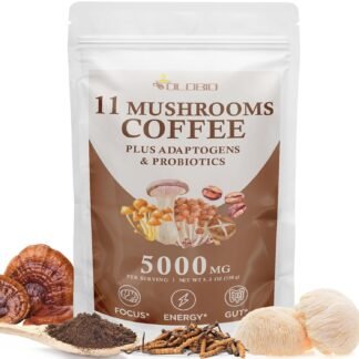 Mushroom Coffee, 11 Organic Mushrooms Plus Adaptogens & Probiotics, with Lion's Mane, Chaga, Reishi, Cordyceps Complex, Instant Coffee for Focus, Energy, Gut, Digestion,...