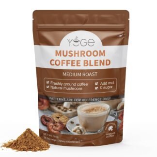 Mushroom Coffee, 6 Mushrooms with Cordyceps, Reish, King Trumpet, Shitake, Turkey Tail, Lions Mane, Instant Coffee Powder for Energy,Focus, Digestion & Immune Support, 30 Servings