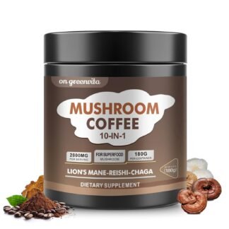 Mushroom Coffee - Lions Mane Mushroom Powder Instant Coffee with Lion's Mane, Reishi, Chaga, Cordyceps, and Turkey Tail - Alternative for Energy, Mental Clarity & Focus, Brain...