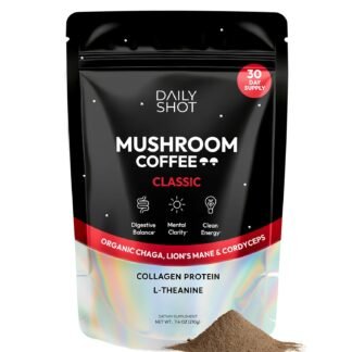 Mushroom Coffee with Collagen – Adaptogenic Instant Coffee for Energy, Focus, & Mental Clarity – Enhanced with Lion’s Mane, Chaga, Cordyceps & L-Theanine (30 Servings)