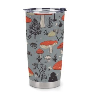 Mushroom Tumbler 20 Oz Large Capacity Travel Car Mug with Leak-Proof Lid, Portable Coffee Cup & Shatterproof Design for Car, Home, Outdoor Use, Easy to Clean