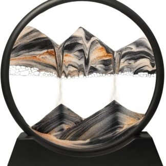 Muyan Moving Sand Art Picture Sandscapes in Motion Round Glass 3D Deep Sea Art for Adult Kid Large Desktop Toys (Black, 7 Inch)