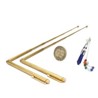 Mystic Energy Gift Box with Dowsing Brass Rod Set Include 2 Pcs Retractable Divination Rods, Pendulum and Challenge Coin, for Detect Gold, Water, Treasure,Buried Items,Ghost...