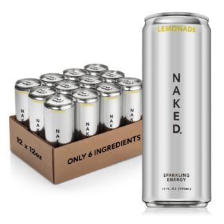 Naked Sparkling Energy Drink - Lemonade, Organic Caffeine, Organic Lemon Juice, Zero Sugar, No Sucralose, Naturally Sweetened, Natural Energy Drinks, Vegan, Gluten-Free, Non-GMO...