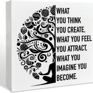 Namaste Meditation Room Desk Wooden Box Sign Decor, Spiritual Zen Den Room Decor, Buddha Quote Yoga Room Wood Box Sign Decorations, Meditation Gifts for Women Men Yoga Lover,...