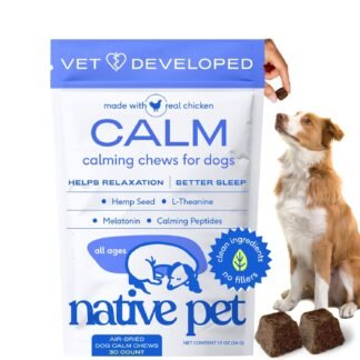 Native Pet Calming Chews for Dogs - Melatonin for Dogs Anxiety Relief - Grain Free All Natural Hemp Calming Treats & L-Theanine Helps Manage Stress & Separation Anxiety - Puppy...