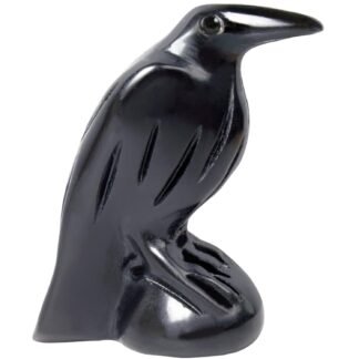Natural Black Obsidian Raven Statue,2 Inch Mystical Crow Sculpture Gothic Home Decor,Spiritual Totem Art Healing Crystal Figurine Witchy Altar Decor Dark Academia Collectible