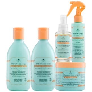 Nature Spell Growth Complex Hair care Set of 5 with Shampoo and Conditioner, Hair Growth Oil, Hair Mask and Rosemary leave - in conditioner, Salt & Sulphate Free,Vegan