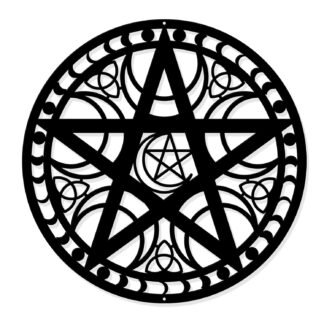 NBEADS Triple Moon Wall Art, 11.8" Black Metal Wall Hanging Decor Pentagram Silhouette Wall Art Wiccan Decor for Bedroom Living Room Office Kitchen Christmas Wall Decoration