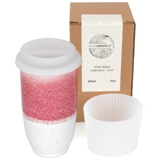 NOVA CERAMICS Coffee Travel Mug - Coffee Travel Cup – Microwave & Dishwasher Safe Coffee Pink Tumbler - Gifts For Women Men Him Her – 16oz – Coral Pink