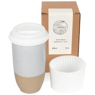 NOVA CERAMICS Travel Mug - Coffee Mug Travel – Microwave & Dishwasher Safe Coffee Clay Tumbler - Gifts For Women Men Him Her – 16oz – Dune