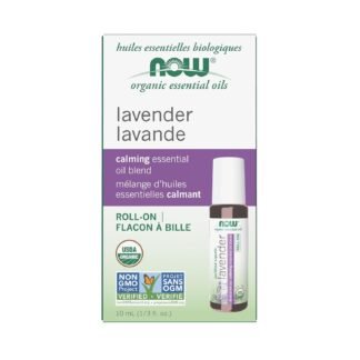 NOW Foods Essential Oils, Lavender Roll-On, Certified Organic, Calming Blend, Steam Distilled, Topical Aromatherapy, 10-mL