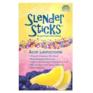NOW Foods Slender Sticks Acai Lemonade Sugar-Free Drink Sticks 10 CaloriesStick 12Box - lunas-mystic-emporium.com NOW Foods, Slender Sticks, Acai Lemonade, Sugar-Free Drink Sticks, 10 Calories/Stick, 12/Box