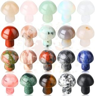 Nuanchu 20 Pcs Crystal Mushroom Decor Hand Making Mini Sculpture Mushroom Worry Stone Figurines Bulk Gemstone Polished Trinkets for Party Favors Stuff Witchcraft DIY Meditation...