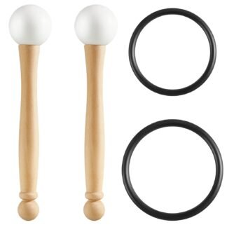 Nuanchu 4 Pcs Crystal Singing Bowl Mallet Bowl Striker and O Ring Set, Include 2 Rubber Head Wood Handle Mallet with 2 Rubber O Rings for Playing Crystal Singing Tool Buddhist...
