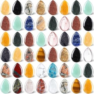 Nuenen 50 Pieces Worry Stones for Anxiety Teardrop Crystal Bulk 0.9 Inch Waterdrop Gemstone Thumb Healing Stress Pocket Stone Teardrop Pendants Bulk Decor for Witchcraft DIY...