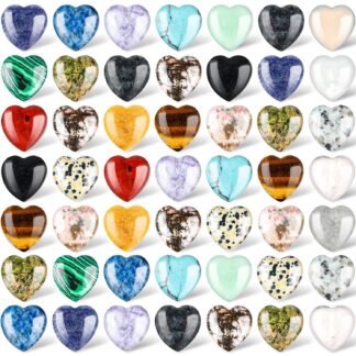 Nuenen 72 Pcs Natural Heart Shaped Crystal Stone 0.8'' Worry Stone Bulk Heart Palm Pocket Healing Carved Love Mini Gemstone Decor for Valentines Witchcraft Meditation(Classic...