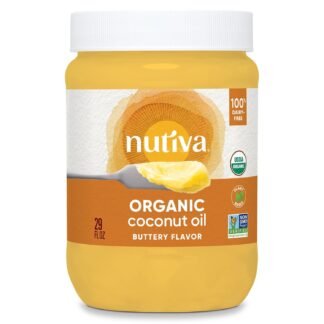 Nutiva Organic Butter Flavored Coconut Oil for Popcorn, Cooking and Baking. 29 Fl Oz - USDA Organic Non-GMO, Vegan Dairy-Free Butter Substitute. Paleo and Keto Friendly.