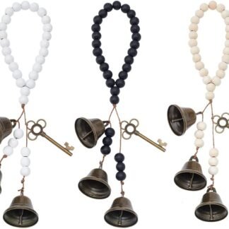 OLYCRAFT 3Pcs Witch Bells with Wood Beads for Door Knob Hanger Pagan Bell Decor Wood Beads Antique Magic Keys Witchy Room Home Decor Witchy Gifts
