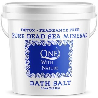 One With Nature 100% Pure Dead Sea Salt for Bath, 5lb Unscented. Dead Sea Salt is high in Essential Minerals, Such as Magnesium, Sulfur, Zinc, Potassium. Exfoliates, Nourishes...