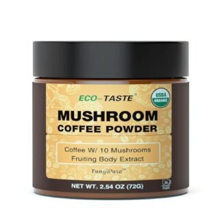 Organic Mushroom Coffee – 30% Beta-Glucans, Arabica Instant Coffee Infused with Fungipure™ Mushrooms - Lions Mane, Reishi, Turkey Tail, 72 Grams - 36 Servings
