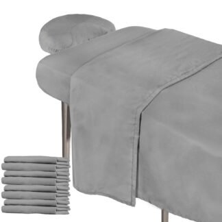 Oudain 4 Sets 3 Piece Soft Microfiber Massage Table Sheets Set Bulk Includes Massage Flat Sheet and Fitted Sheet and Face Rest Cover(Cool Grey)