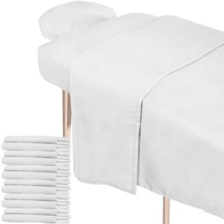 Oudain 6 Set Microfiber Massage Table Sheets Each Set Includes Massage Table Covers, Fitted Sheets, Face Cradle Covers (White)