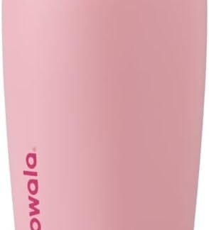 Owala SmoothSip Slider Insulated Stainless Steel Coffee Tumbler, Reusable Iced Coffee Cup, Hot Coffee Travel Mug, BPA Free 12 oz, Pink (Pucker Up)
