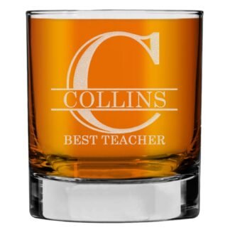 Personalized Etched 11oz Whiskey Glass, Father's Day, Custom Dad Whiskey Gifts for Men, Bourbon Glass Engraved, Birthday for Husband, Groomsmen Gifts, Customized Father Letter...