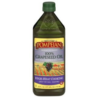 Pompeian 100% Grapeseed Oil, Light and Subtle Flavor, Perfect for High-Heat Cooking, Deep Frying and Baking, 24 FL. OZ.