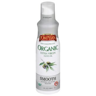 Pompeian USDA Certified Organic Smooth Extra Virgin Olive Oil Non-Stick Cooking Spray, First Cold Pressed, Delicate Flavor, Perfect for Sauteing & Stir-Frying, No Propellants, 5...