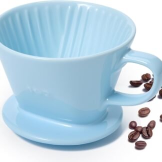 Pour Over Coffee Dripper, Ceramic Pour Over Coffee Maker with 3 Holes Flat Bottom, Easy Manual Brew Maker, Porcelain Slow Filter Cone for Travel, Camping, Office, Home, BL