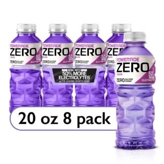POWERADE Electrolyte Enhanced Zero Sugar Grape Sports Drink, 20 Ounce (Pack of 8)