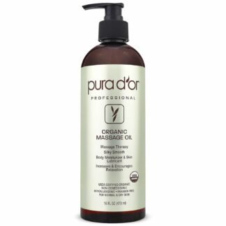 PURA D'OR 16 Oz ORGANIC Massage Therapy Oil USDA Certified Almond, Apricot, Argan, Ginger, Jojoba, Lavender Oils For Silky & Softer Skin - Body Moisturizer & Skin Lubricant -...