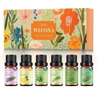Pure Essential Oil Set - Top 6 Aromatherapy Oils Set, Essential Oils for Diffusers for Home - Peppermint, Lavender, Eucalyptus, Lemongrass, Rosemary, Lemon - 10ml x 6