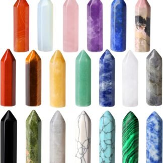 QINJIEJIE 20 PCS Healing Crystals Stones Sets Wands Bulk Natural Pocket Amethyst Crystal Rose Quartz Assorted Pointed Reiki Gemstones Polished Energy Meditation Chakra Christmas...