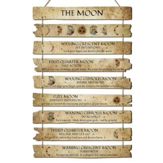 Qunclay Witchcraft Knowledge Sign Witch Decor Wooden Wall Art Witchy Moon Phase Wall Hanging Vintage Meanings Plaque Gift for Christmas Halloween Home Room Kitchen Decorations...