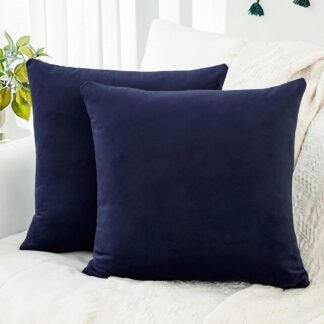 QUORGVES 24x24 Pillow Covers Set of 2 Velvet Decorative Throw Pillows for Living Room Sofa Couch Bed Bedroom (Dark Navy Blue)