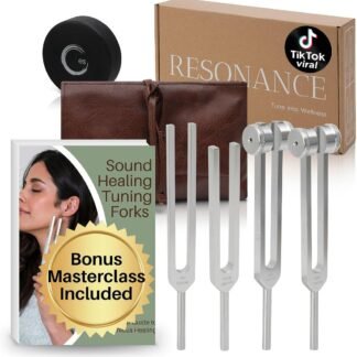 Resonance Tuning Fork for Healing Set – 128Hz, 136.1Hz, 256Hz, 384Hz for Stress & Sleep, Chakra Balance, Mental Focus, Relaxation | Activator + Pouch | Weighted & Unweighted