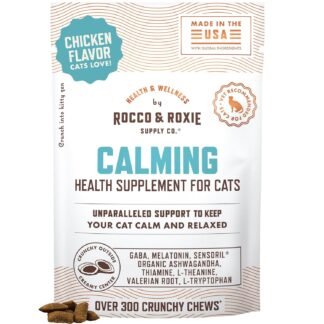 Rocco & Roxie Cat Calming Treats with Melatonin for Cats, Stress and Anxiety Relief, Keep Calm for Grooming, Travel, or Vet Visits, Aid Sleep with Organic Ashwagandha and GABA,...