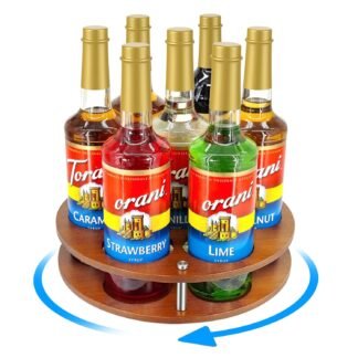 Rotating Coffee Syrup Organizer Rack,Syrup Bottle Stand Holder for Coffee Syrup Station,7 Bottles Storage Display Turntable Tray&Lazy Susan for Syrup,Liquor Wine in Kitchen...
